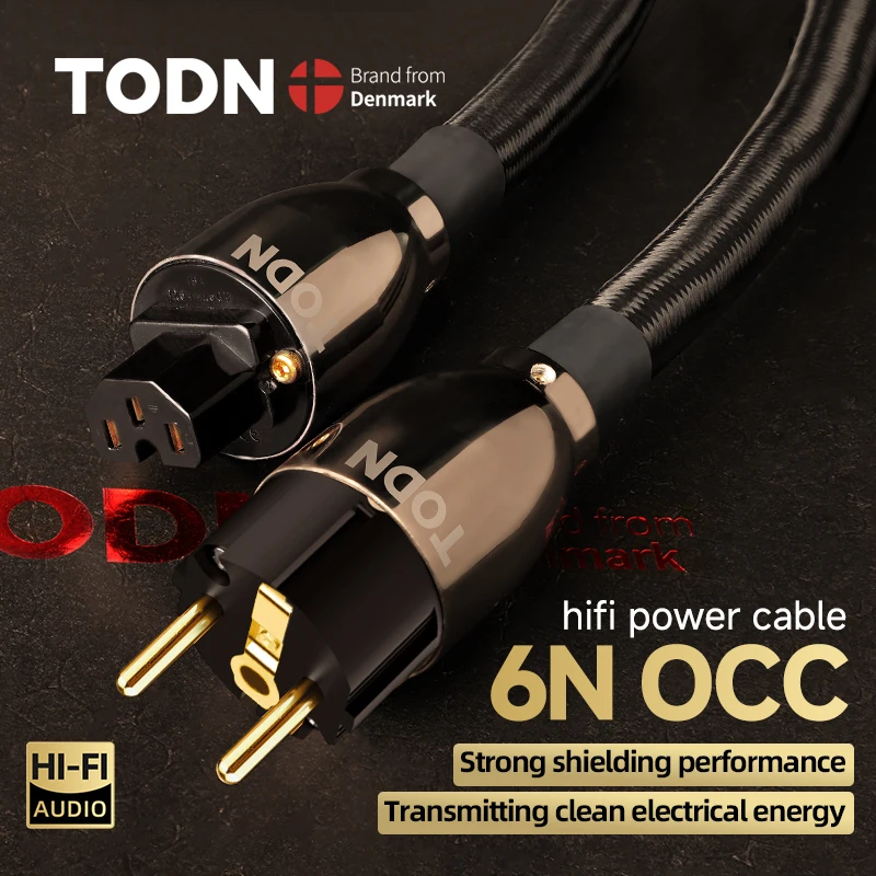 

Кабель питания TODN HIFI OCC Hi-Fi, высококачественный аудиокабель, позолоченный разъем, соединительный фильтр US Vseries
