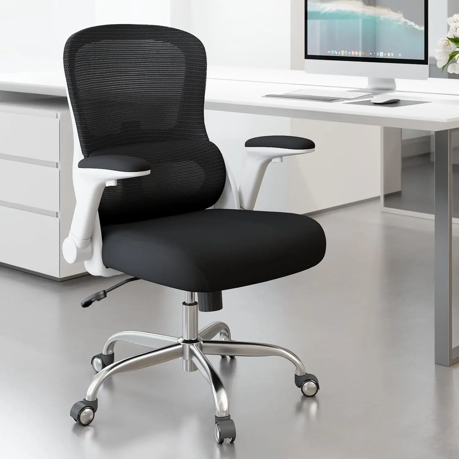Silla de oficina ergonómica: sillas de escritorio para computadora, cómoda silla de juegos de malla con respaldo alto y soporte lumbar ajustable, nueva popularidad