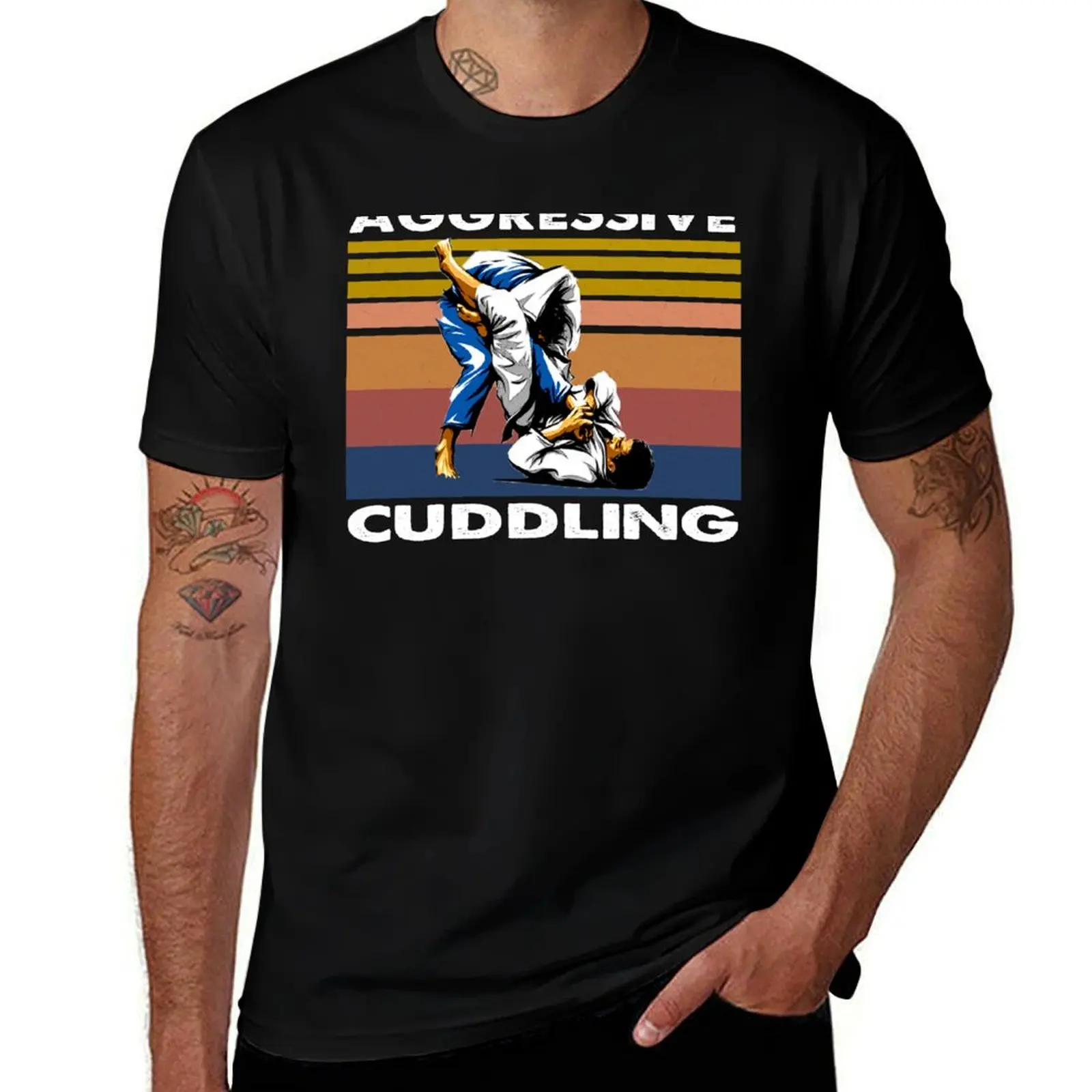 Aggressive Cuddling BJJ MMA Jujitsu T-Shirt Sweat Absorbing Sports Tee Shirt T-Shirt