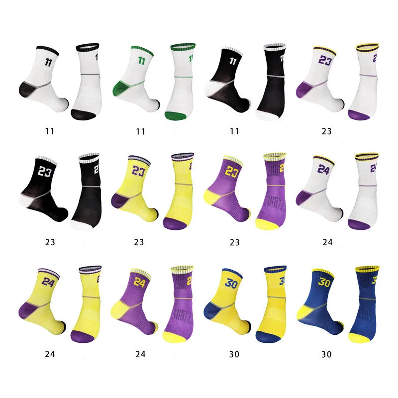 Kids and Adult Breathable Basketball Socks with Numbers Light Quick Dry Fit Sports Socks Players Fans Gift Socks for Children