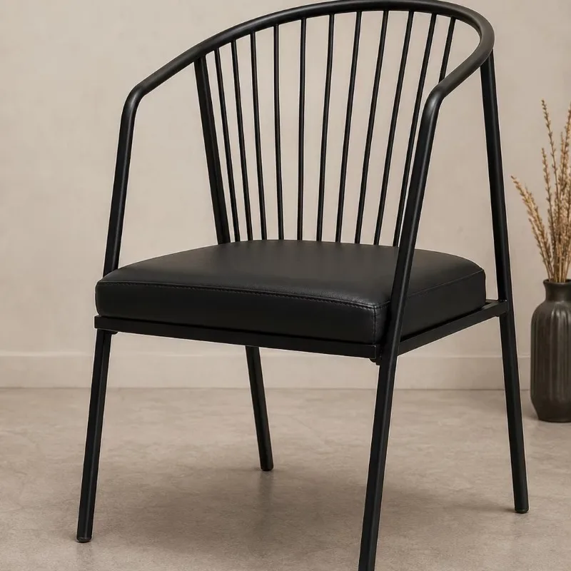 Simple modern dining chair with upholstered seat and stylish backrest
