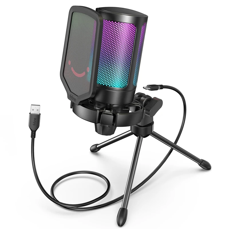 Microfone Condensador USB Fifine Ampligame A6V para Jogos