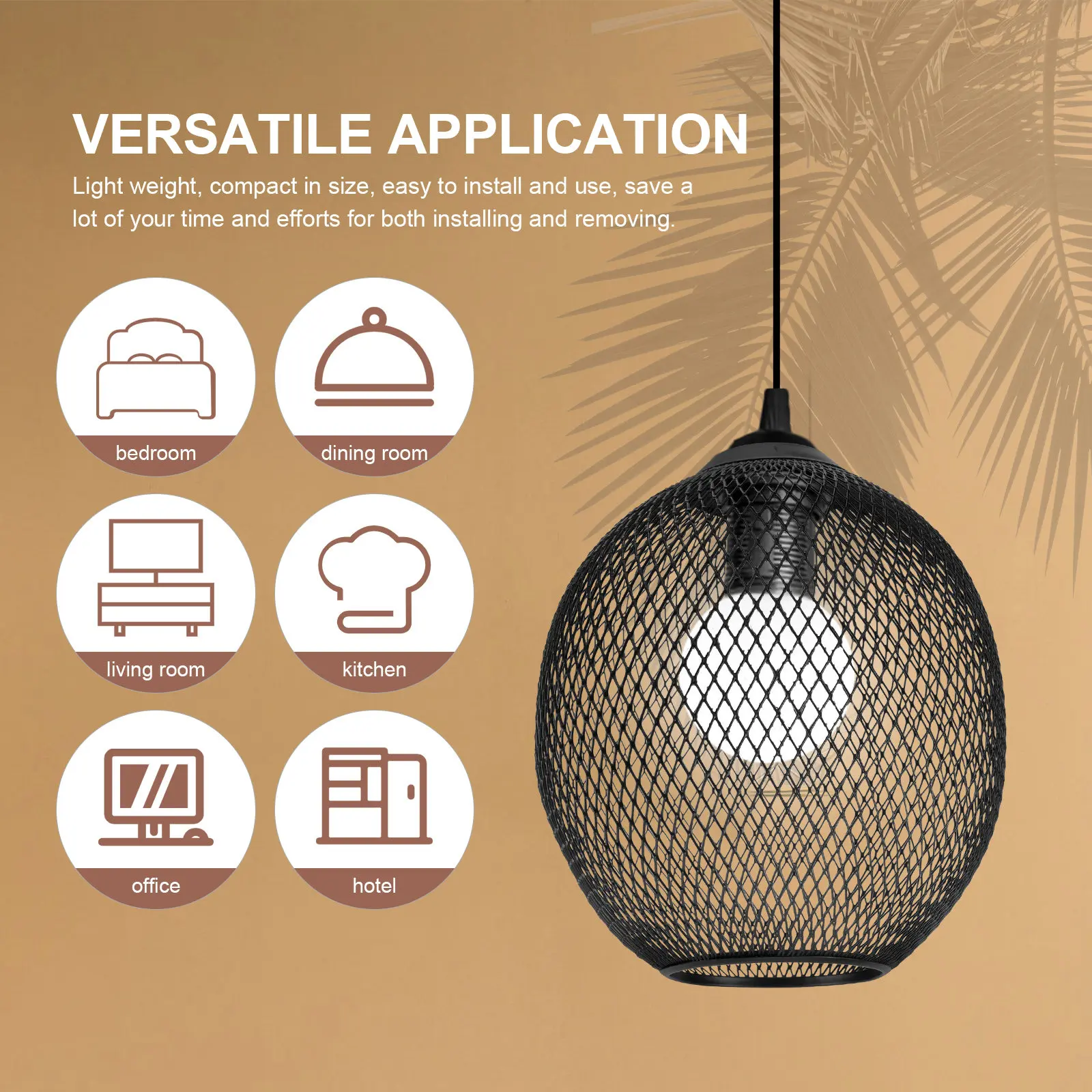 

Hollow Out Geometric Metal Lamp Shade Mesh Lamp Cover Decorative Wire Cage Lampshade Pendant Light for Household Restaurant