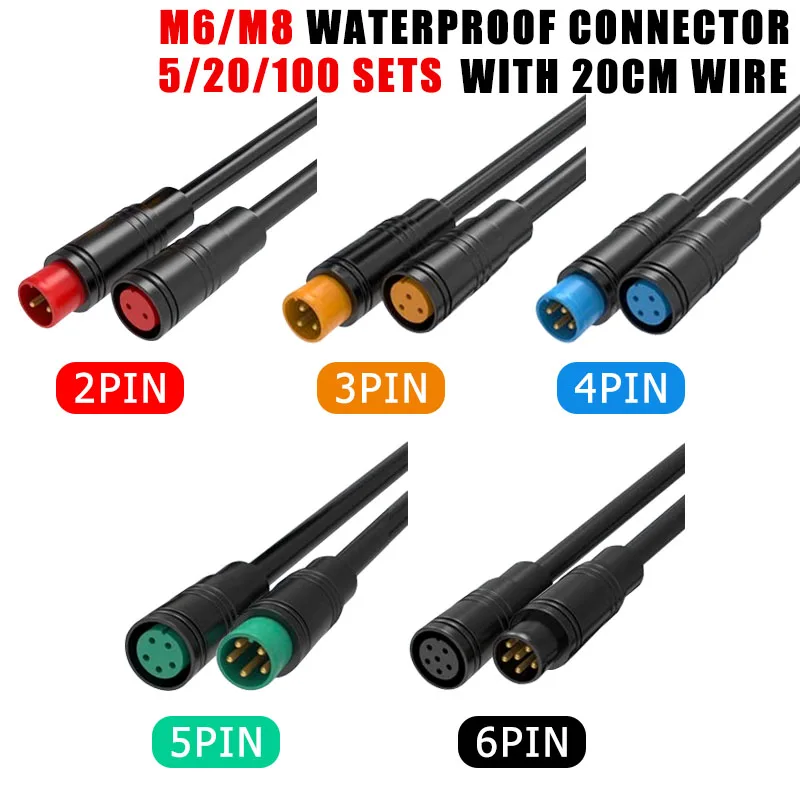 5/20/100 PCS M6/M8 Julet Waterproof Aviation Sensor Connector Male Female With Cable Quick Docking Car Power Cord 2/3/4/5/6Pin