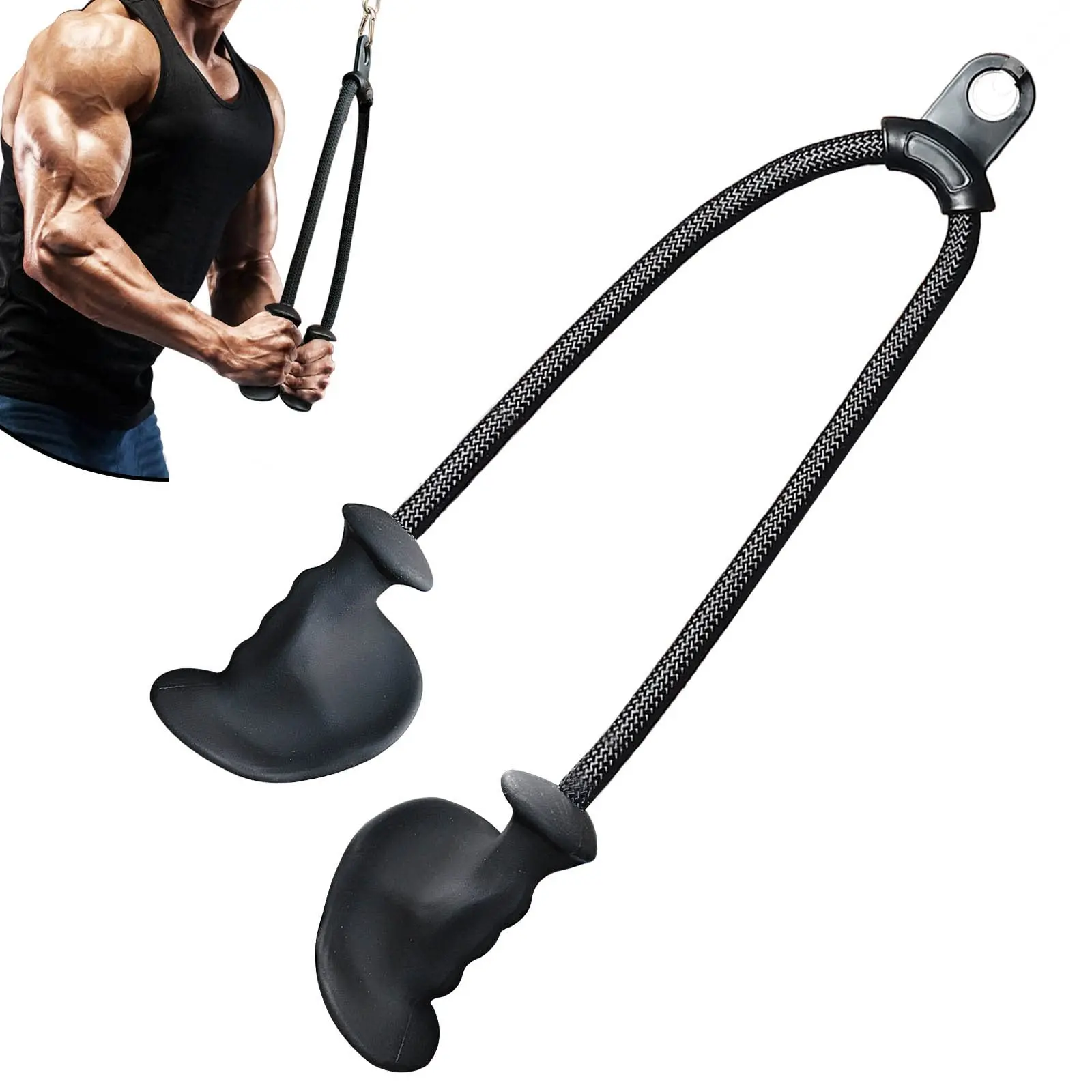 

Gym Ergonomic Triceps Ropes Fitness Heavy Duty Pull Down Grip Handles Back Arm Muscle Training Rope Pulley Cable Attachment