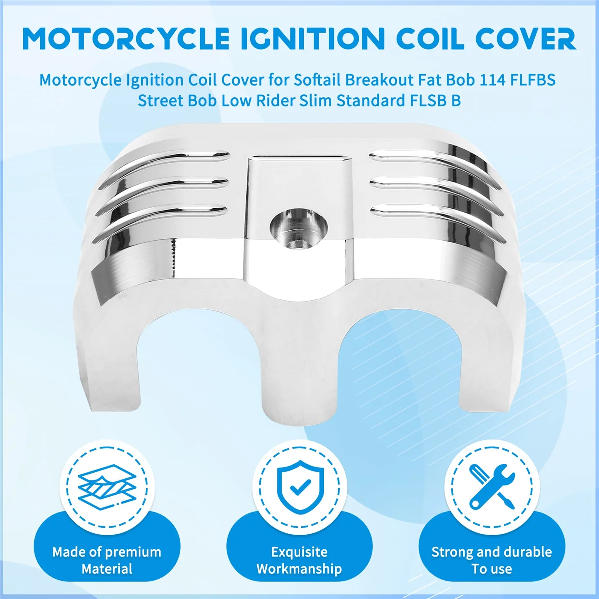 

High-Quality Motorcycle Ignition Coil Cover for Softail Breakout Fat Silver