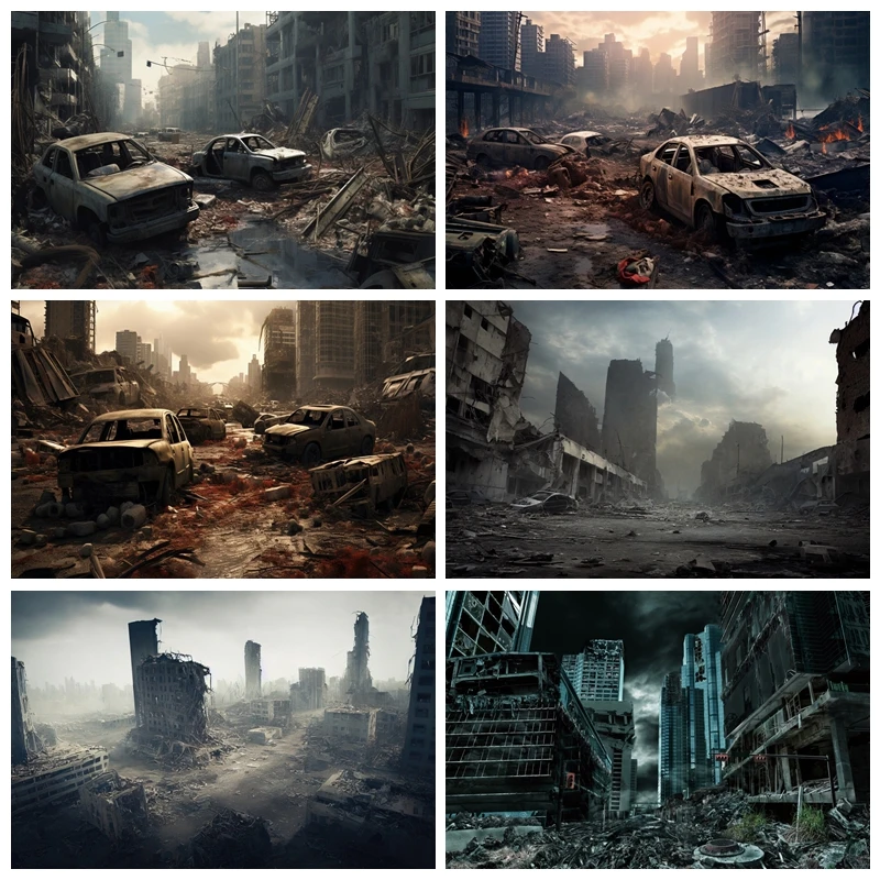 خلفية التصوير الفوتوغرافي لمدينة الأنقاض المدمرة ، الخلفية المظلمة ، استوديو الصور ، الشوارع ، الكوكب ، سقوط النيران ، هرمجدون