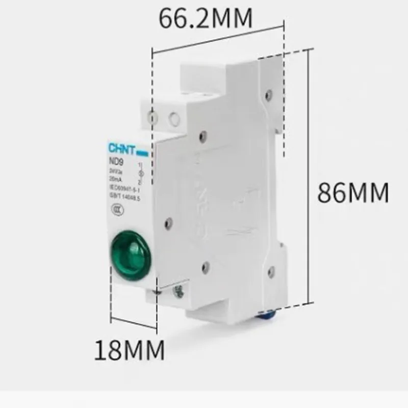 CHINT-Din Rail Mount LED Signal Lamp, ND9 Series, 24V, Luzes Indicadoras Piloto, Indicador, 1Pc