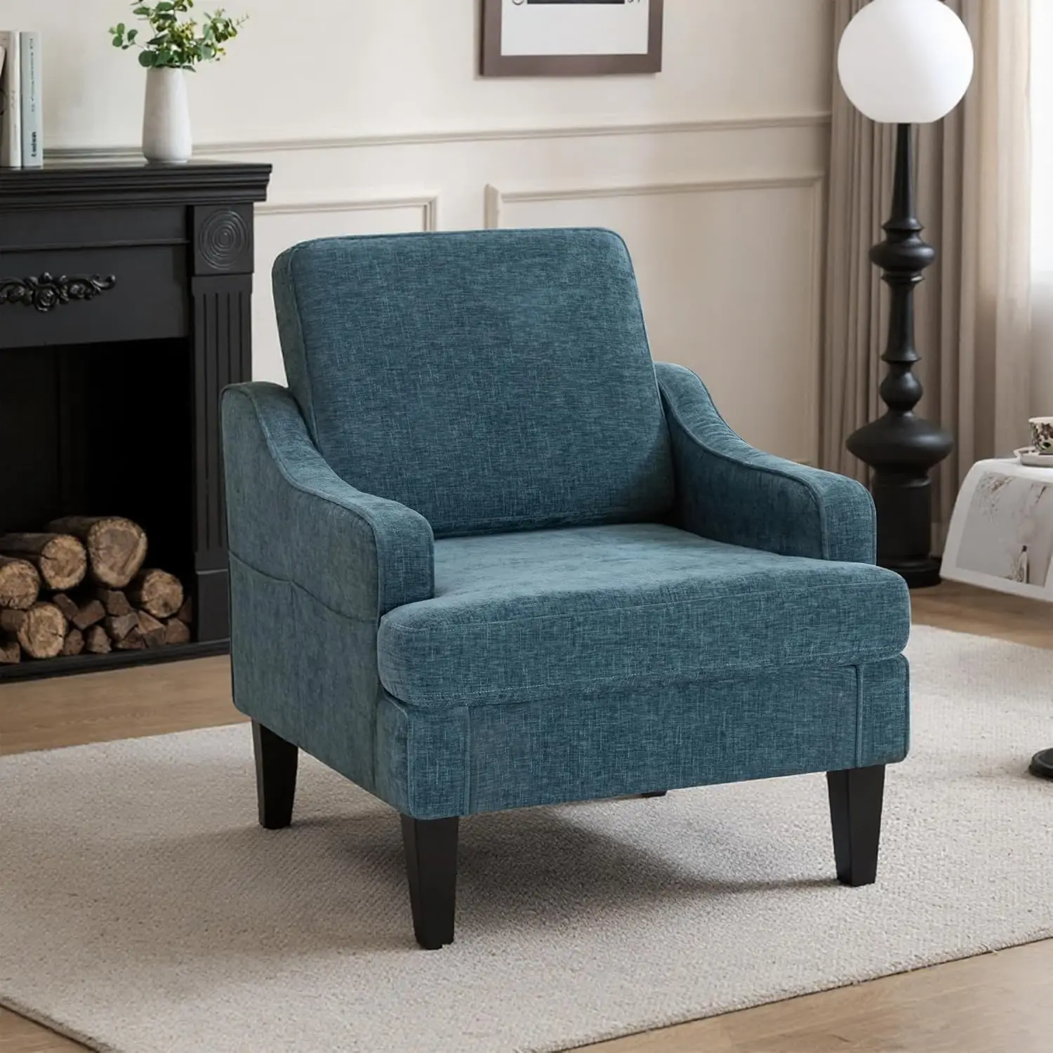 

Кресло для гостиной в стиле середины века, тканевое кресло с подлокотниками, мягкое кресло для чтения, на заказ