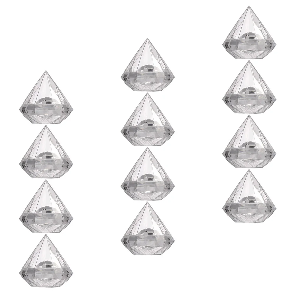 

12Pcs Creative Candy Boxes Diamond Shape Plastic Storage Organizer Wedding Party Favor Candy Holder Gift Container