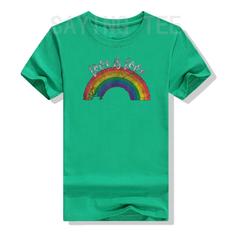 T-shirt à imprimé coloré arc-en-ciel vintage, blouses à manches courtes, t-shirt amusant, t-shirt graphique fier, Gay Pride, LGBT Love Is Love, LgCustom q