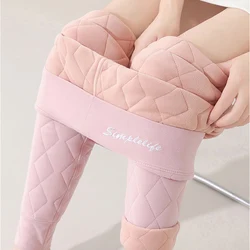 Women High Waist Thick Thermal Pants Winter Windproof Knee Middle Aged Elderly Base Pant Elastic Waist Tummy Control Base Layer