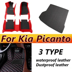 Leather Car Floor Mats For Kia Picanto Morning Grand Eko Taxi JA 2012~2017 5door Anti-dirty Car Mat Tapete Carro Car Accessories