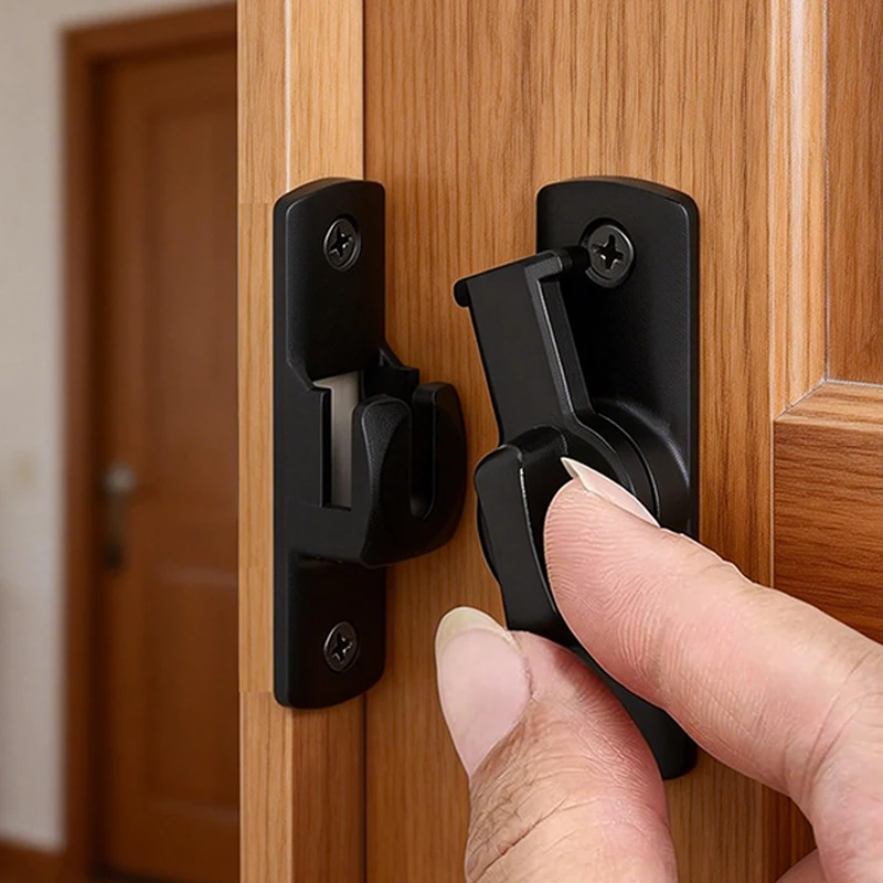 Pernos de puerta corredera de 90 grados, pestillo de aleación de aluminio, cerradura de puerta abatible para puerta de Granero, hebillas de puerta corredera de seguridad para ventana, cerradura antirrobo