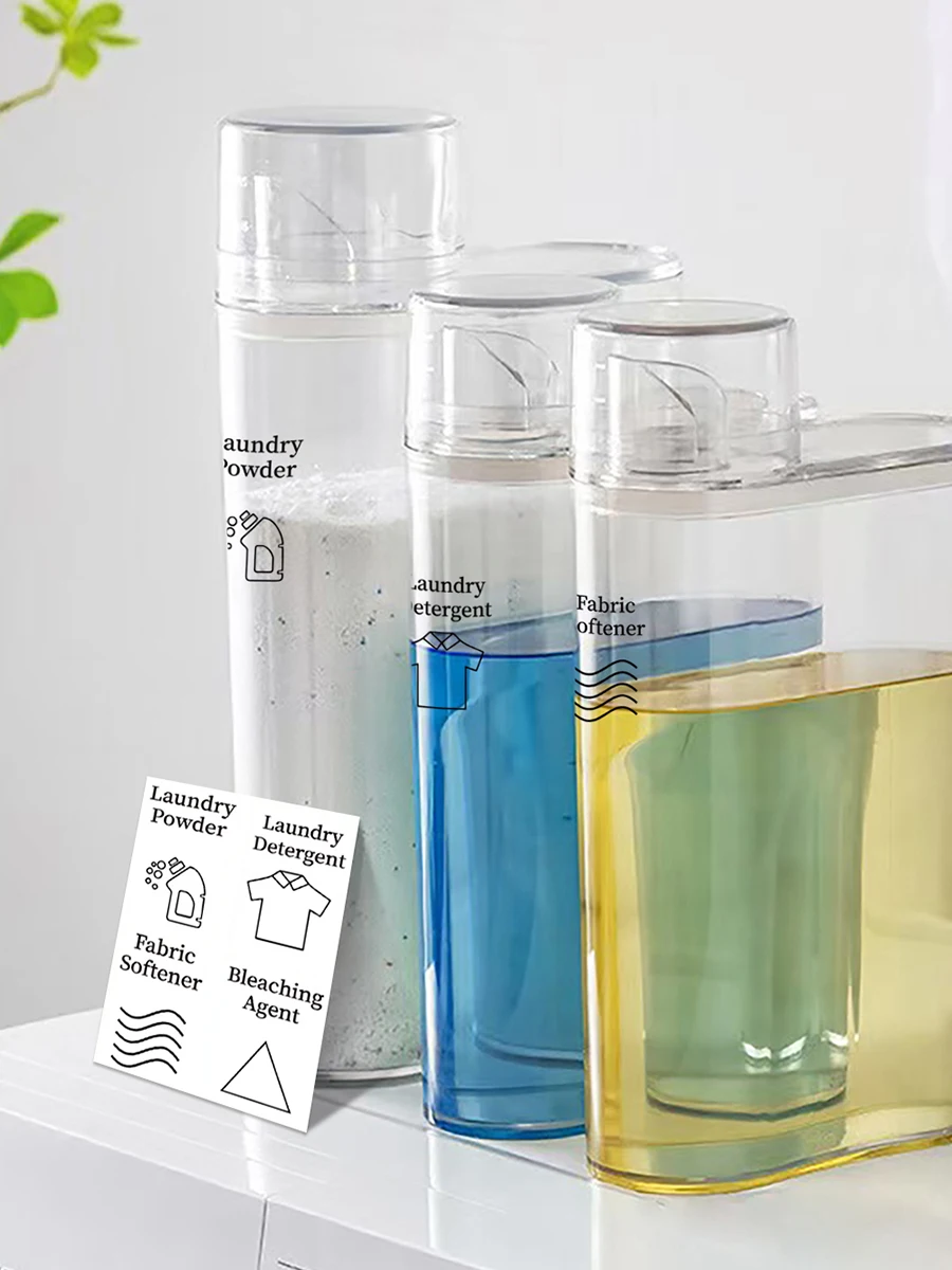 Laundry Detergent Dispenser with 4 Labels Laundry Soap Dispenser Laundry Room Organization and Storage Large Capacity 2000ml Sof