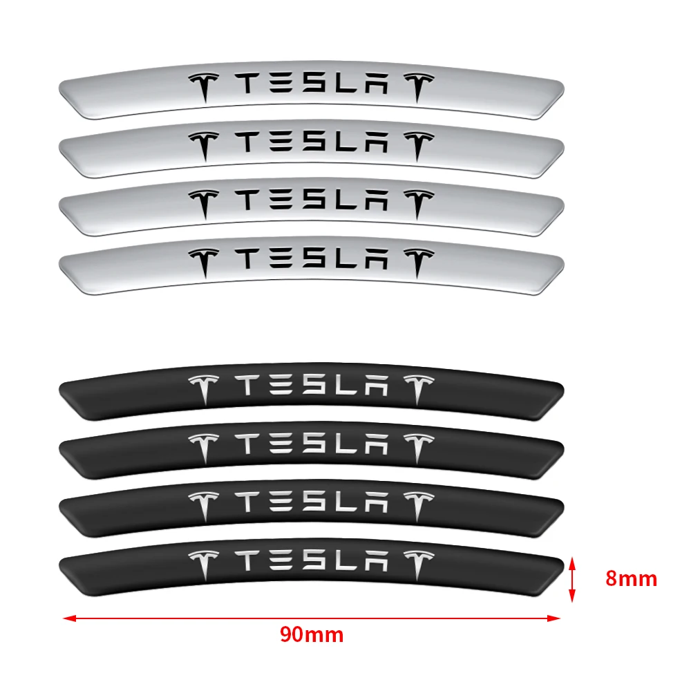 4pcs Aluminum Car Wheels Rims Decorative Stickers Auto Accessories For Tesla Model 3 Model S Model X Model Y Roadster Invader