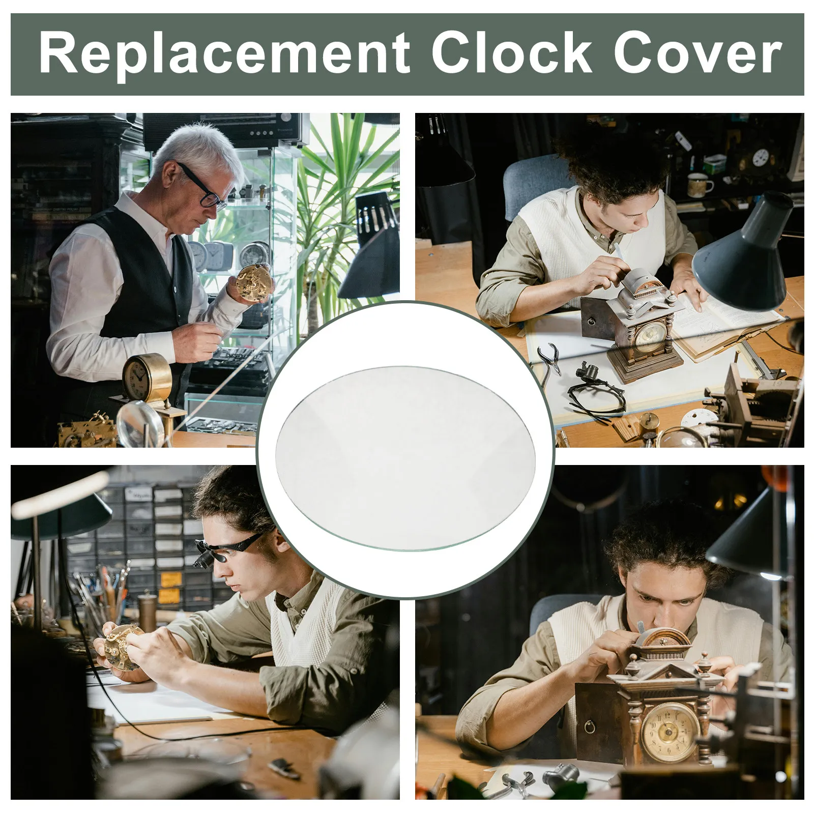 9.5cm Convex Round Clock Glass Dome Replacement Transparent Clock Face Glass Panel DIY Repair Cover for Wall Mantel Clocks