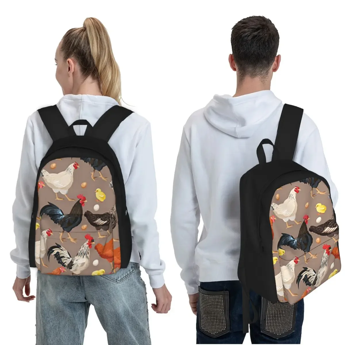 Chicken Animal Chicken Theme Student Backpack School Bag Hiking Travel Daypack for Boys Girls Fashion Bookbag Shoulder Bags