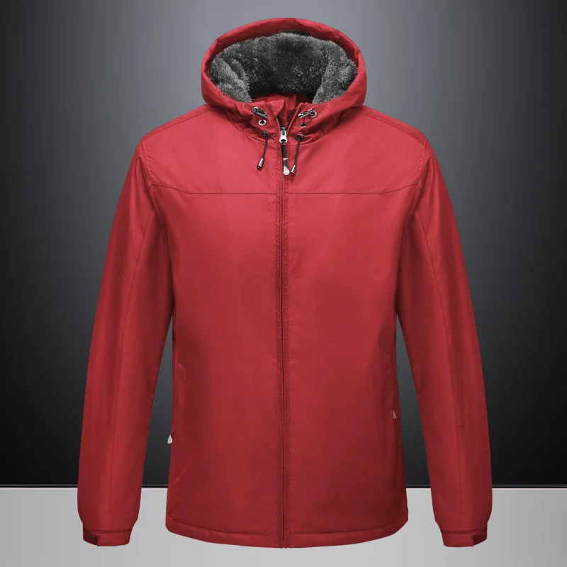 

Red Winter Jacket Men Hooded Oversized Outdoor Jacket Waterproof Flufy Thick Coat Casual Sportswear Windbreaker Autumn Boys Coat