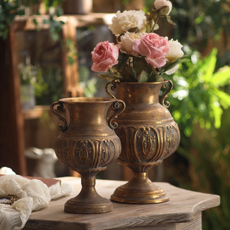 

European retro old vase ornament, living room flower arrangement ornament, creative home handicraft ornament