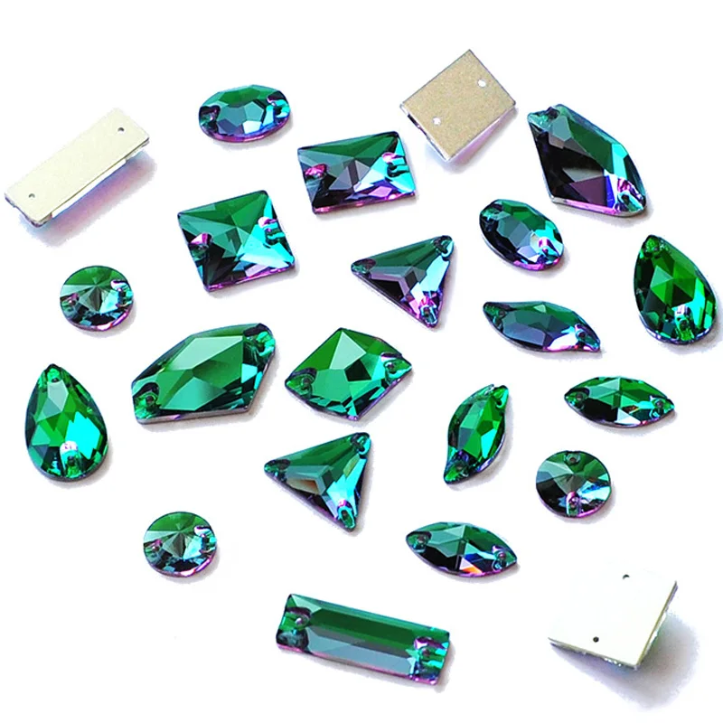 Emerald 6A Top Quality Glass Sew On Rhinestones Sewing Crystals Flatback Stones For Garment Clothes Craft Wedding Dress