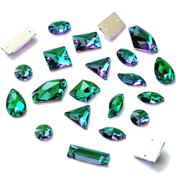 Emerald 6A vetro di alta qualità da cucire su strass cristalli da cucire pietre Flatback per abiti da sposa artigianali