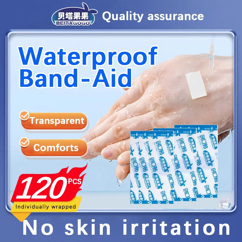 120pcs】waterproof band-aid transparent invisible wound plaster adult children cartoon type wild first aid home injury woundpatch