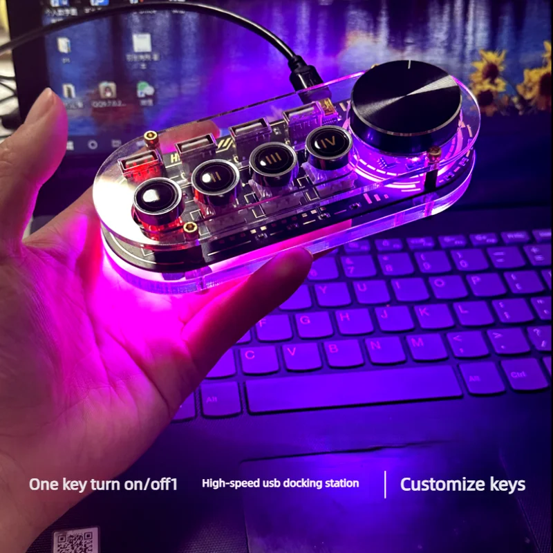 Hub Docking Station Rgb Desktop Controller Usb Extender Computer Custom Key Hot Pluggable Shortcut Keyboard One-key Power On