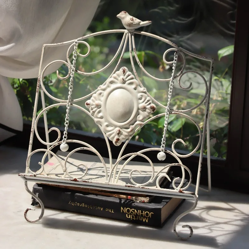 Boutique French retro old books and magazines rack garden balcony decoration ornament cast iron art groceries