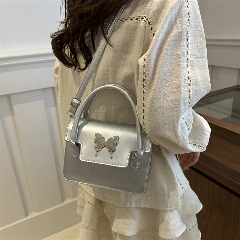 2024 Fashion Versatile Butterfly Hardware Solid Color, Simple, Multi Functional Cross Shoulder, Handheld Bag