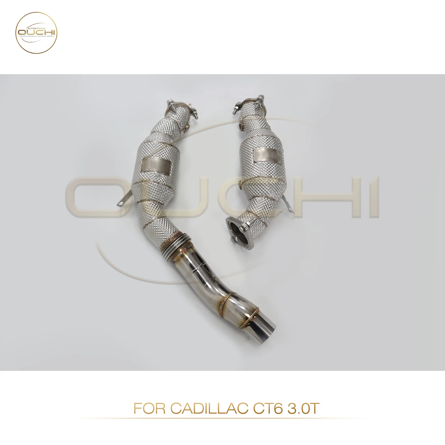 OUCHI Exhaust System High Flow Performance Downpipe for Cadillac CT6 3.0T With Heat Shield Racing Pipe