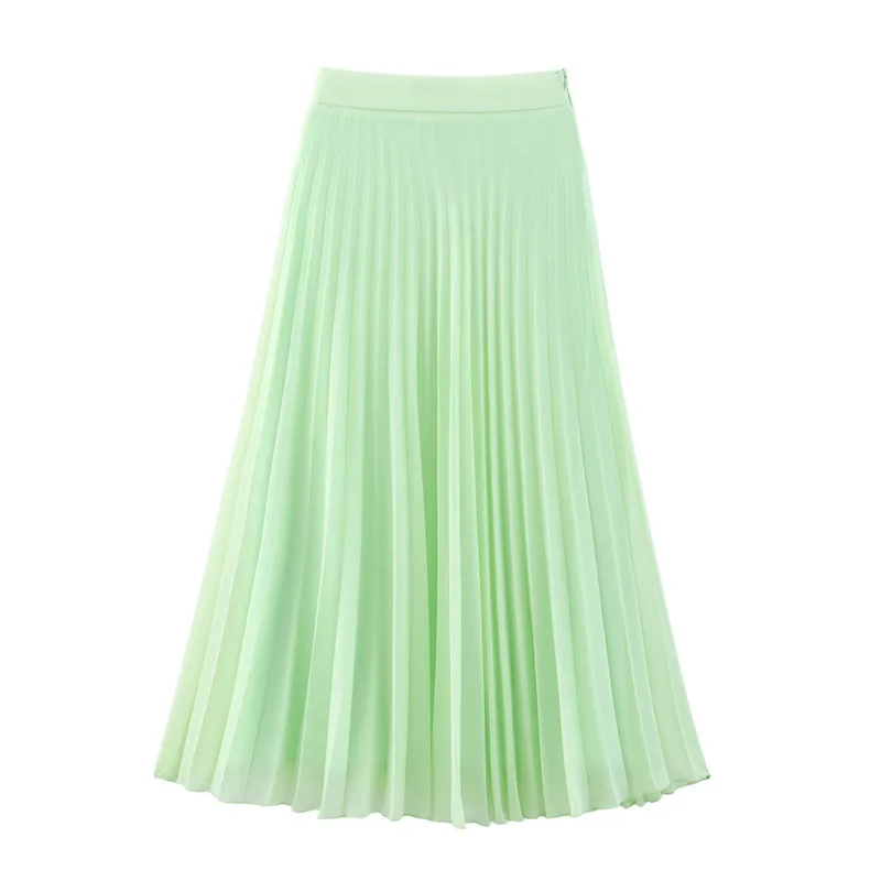 

2025 Spring/Summer New European and American Style Women's Fashion Fresh and Sweet High Waist pleated Half length Skirt