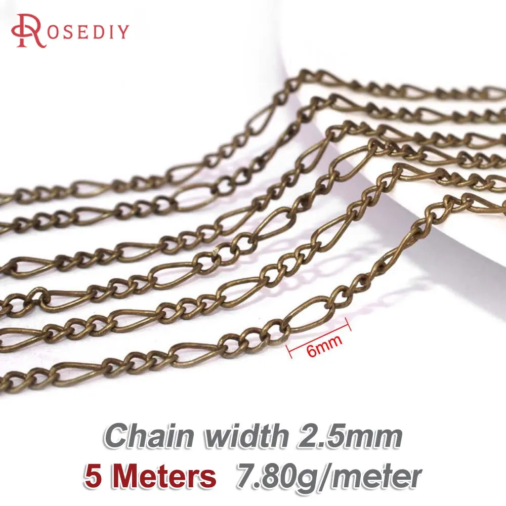Antique Bronze Copper Chain Necklace, 5M for DIY