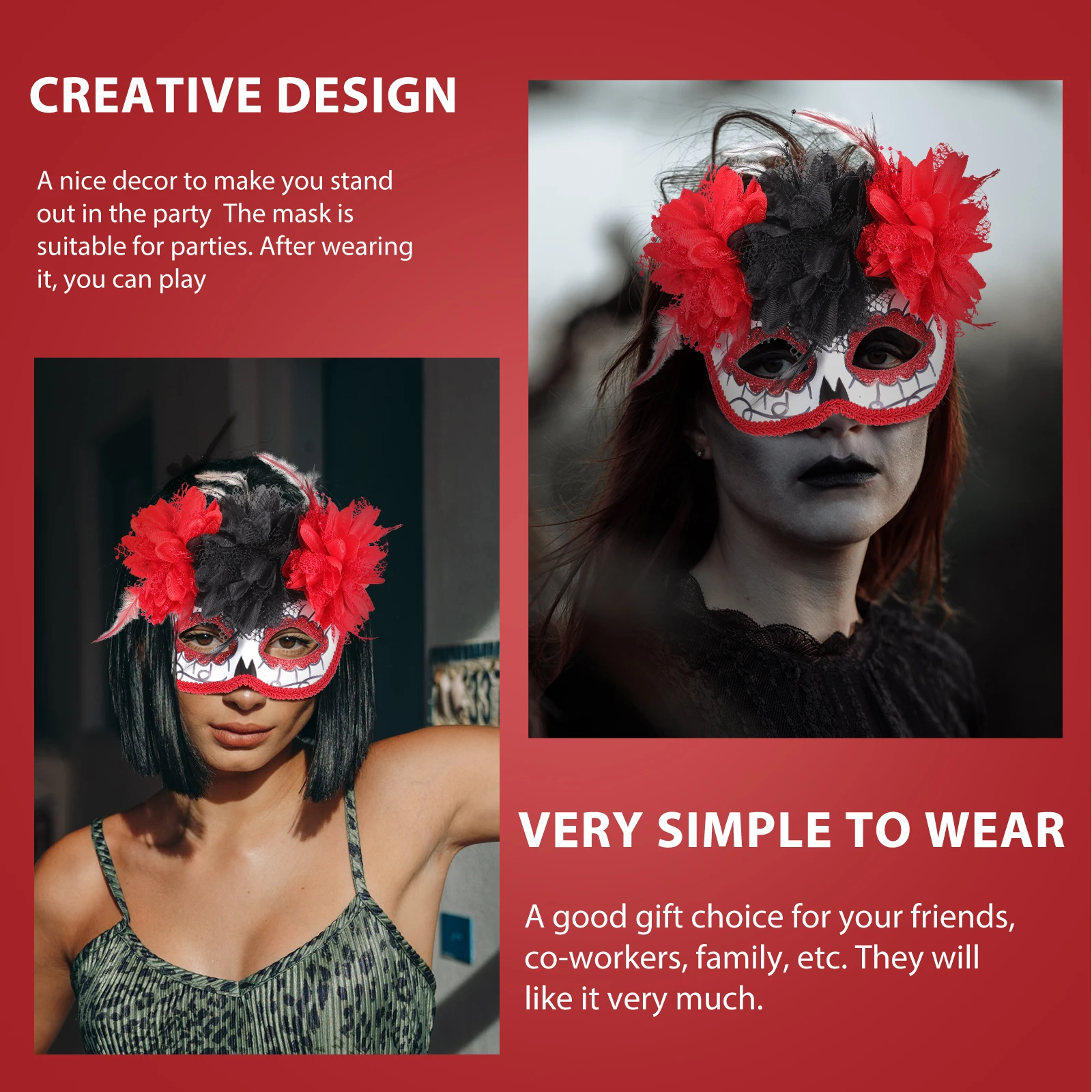 

1pc Stylish Chic Women Festival Decor Costume Accessory Halloween Carnival Masquerade Mask Ghost Festival Party Gift Lightweight