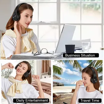 HIFI Stereo Earphones Bluetooth Headphone Music Headset FM and Support SD Card with Mic for Mobile Xiaomi Iphone Sumsamg Tablet - Image 6