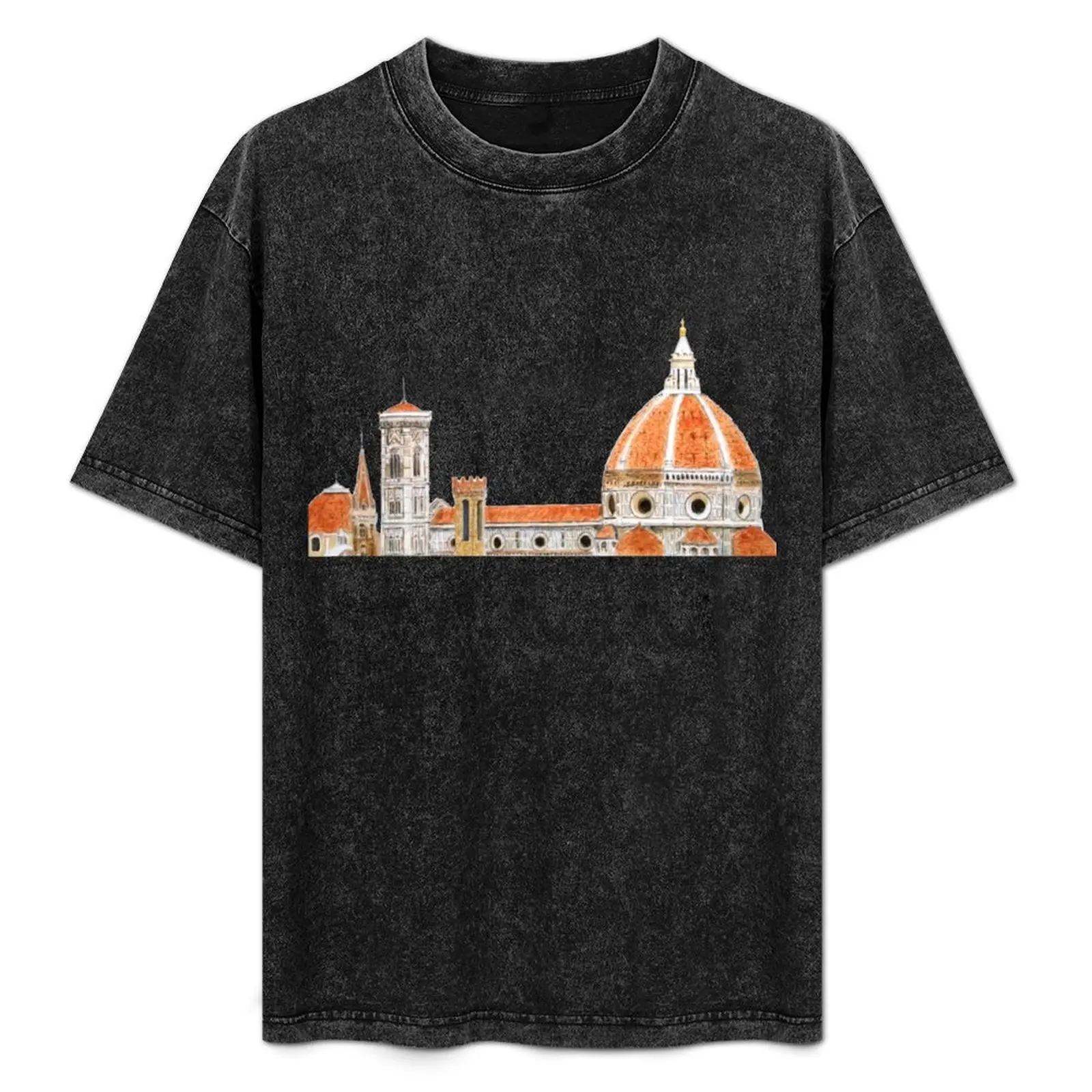 

hand painted Italy Florence Cathedral Duomo watercolor painting T-Shirt Quick Dry Sports Short Sleeve Tee