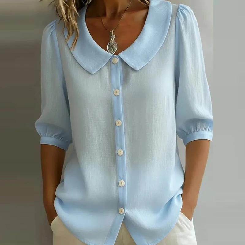 

New Summer Loose Shirt Women Button Tops Casual Cotton Linen Blouse Shirt Blusa Casual Short Sleeve Shirts Women Thin Cardigan