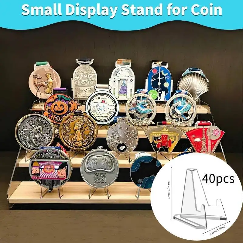 40pcs Acrylic Card Display Stands - Versatile Easel Holders for Sports, Trading & PSA Cards, Challenge Coins