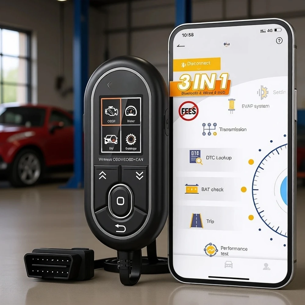 

Универсальный OBD2-сканер с функцией проверки состояния аккумулятора, анализа поездок и проверки производительности, Bluetooth-диагностика для автомобилей 1996 года и новее.