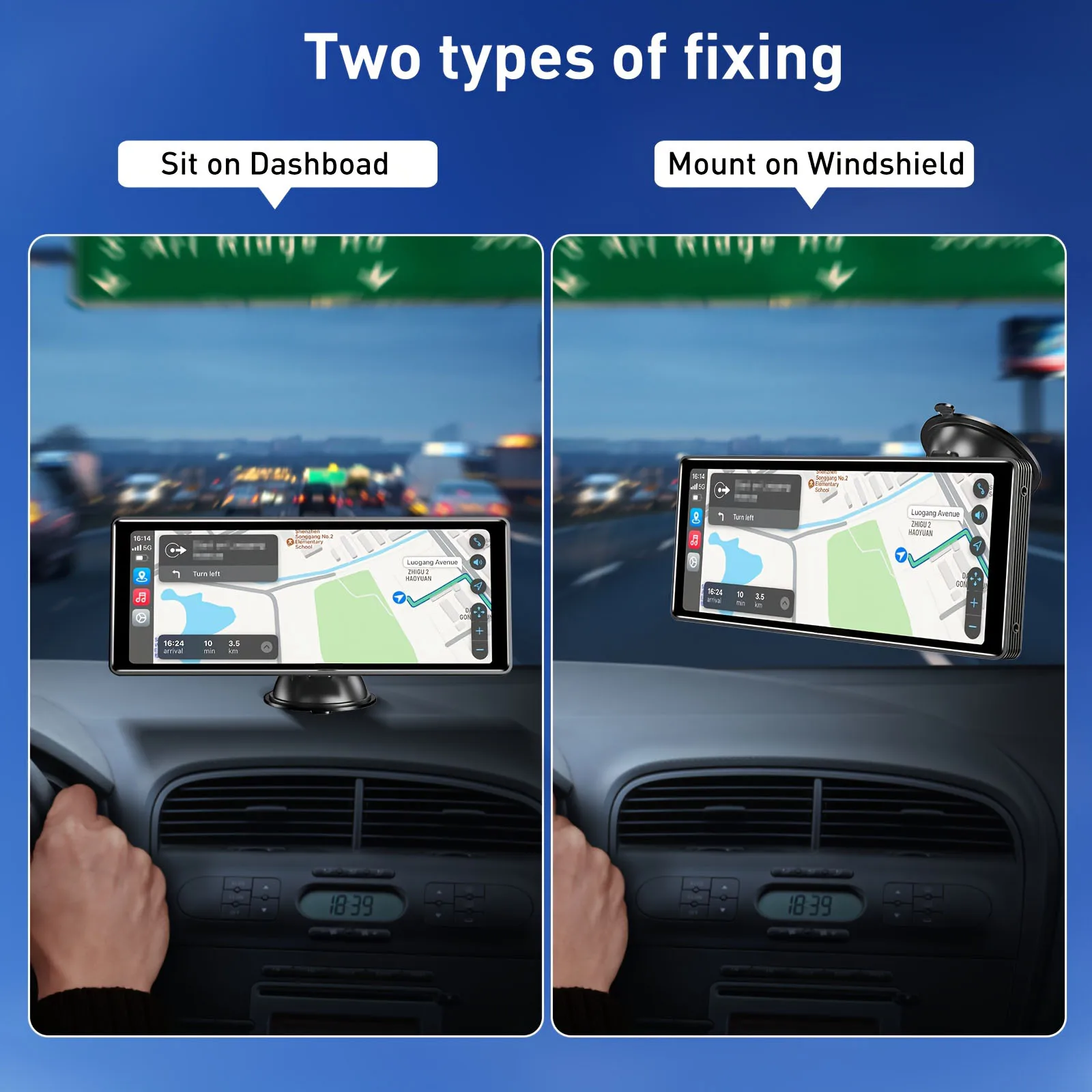 CarPlay-Bildschirm für Auto Apple CarPlay & Android Auto, HD-Touchscreen-Autoradio, Bluetooth, GPS-Navigation