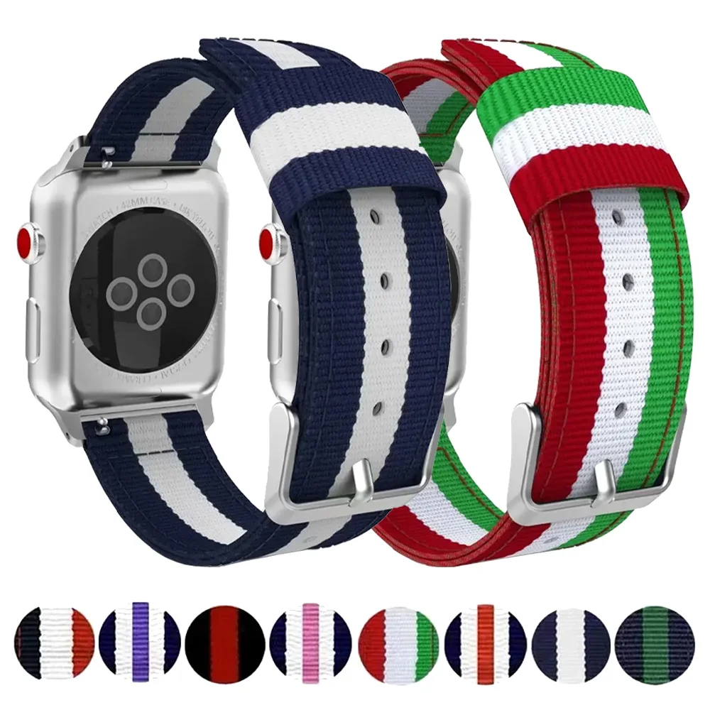 Nylon-Canvas-Armband für Apple Watch Ultra 3 2 1 49mm 11 10 46mm 42mm 9 8 7 45mm 41mm 6 SE 44mm 40mm Atmungsaktives Armband