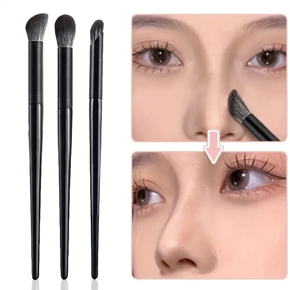 3 pçs ventilador angular corretivo nariz contorno escova conjunto cerdas sintéticas ferramentas de maquiagem para mistura de olhos e escultura facial