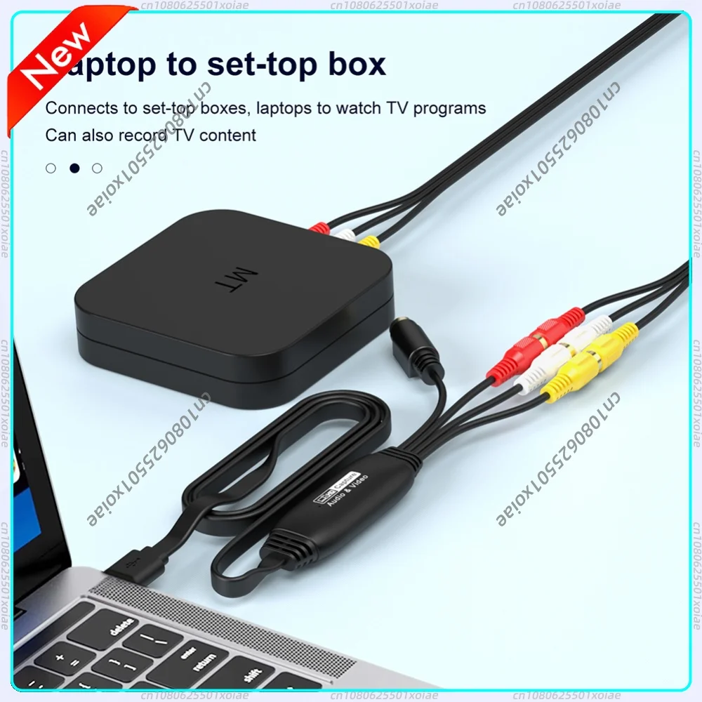 Driver-Free USB Video Capture Card AV/RCA/S-Video Signal Capture 1080P@30Hz Multi-System Compatible for VHS/DVD/PC