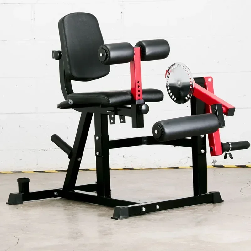 Seated hamstring curl exercise, leg muscle trainer for lower limb rehabilitation.