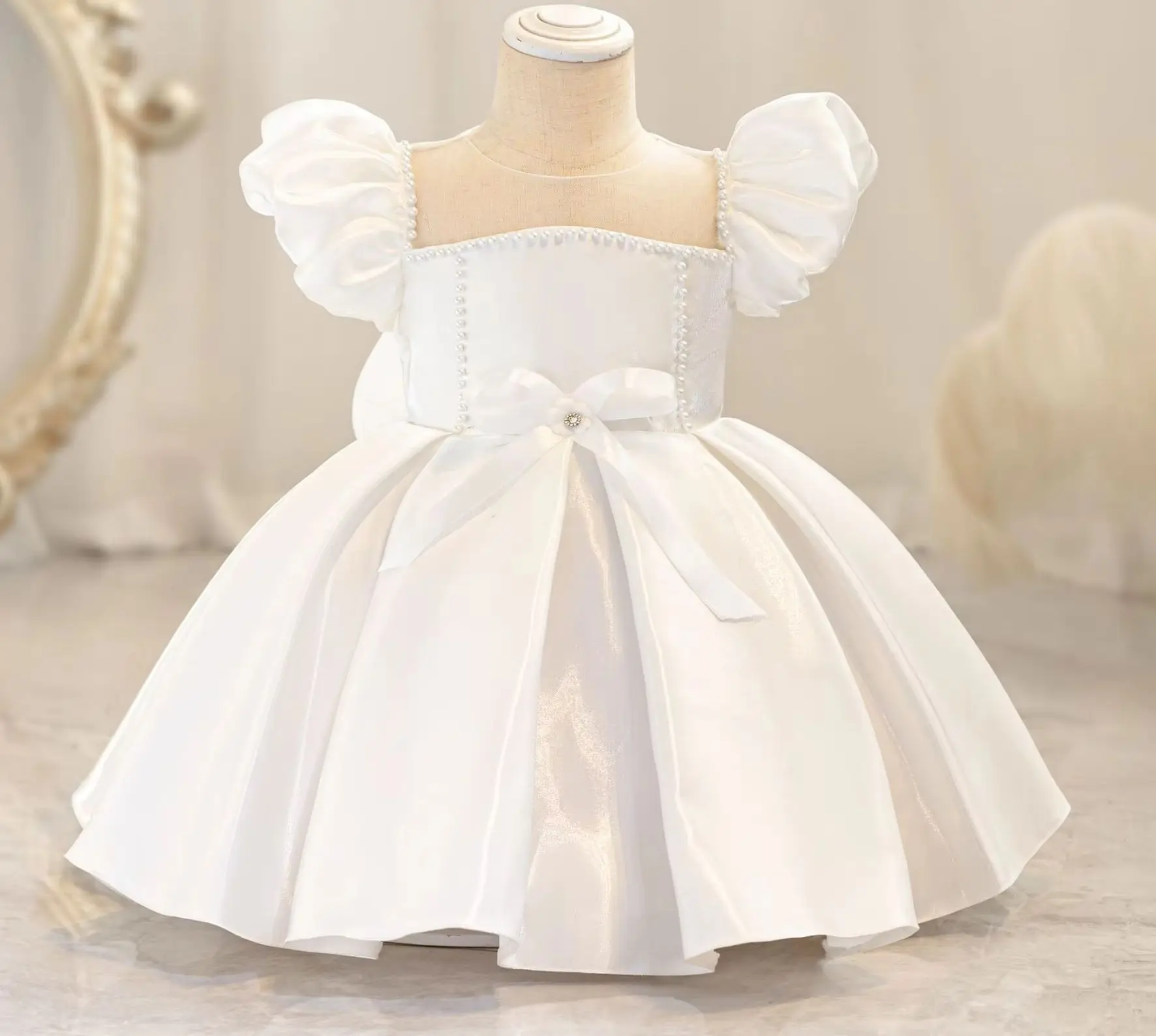 Baby Girl Princess Dress Vintage Kid Girly Dresses Puffy Sleeve Child Clothes Ball Gown