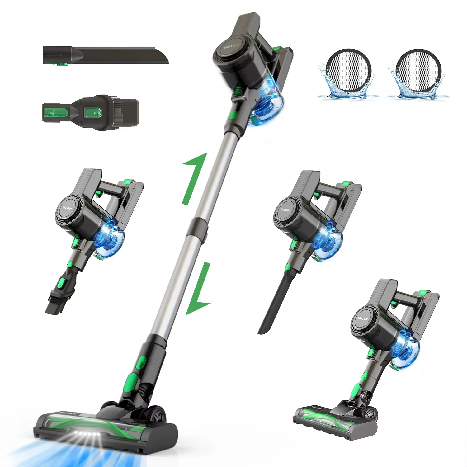 

V9 Cordless Vacuum Cleaner with Brushless Motor, 45 Min Runtime, 6-in-1 Lightweight Stick Vacuum Hard Floors Carpets