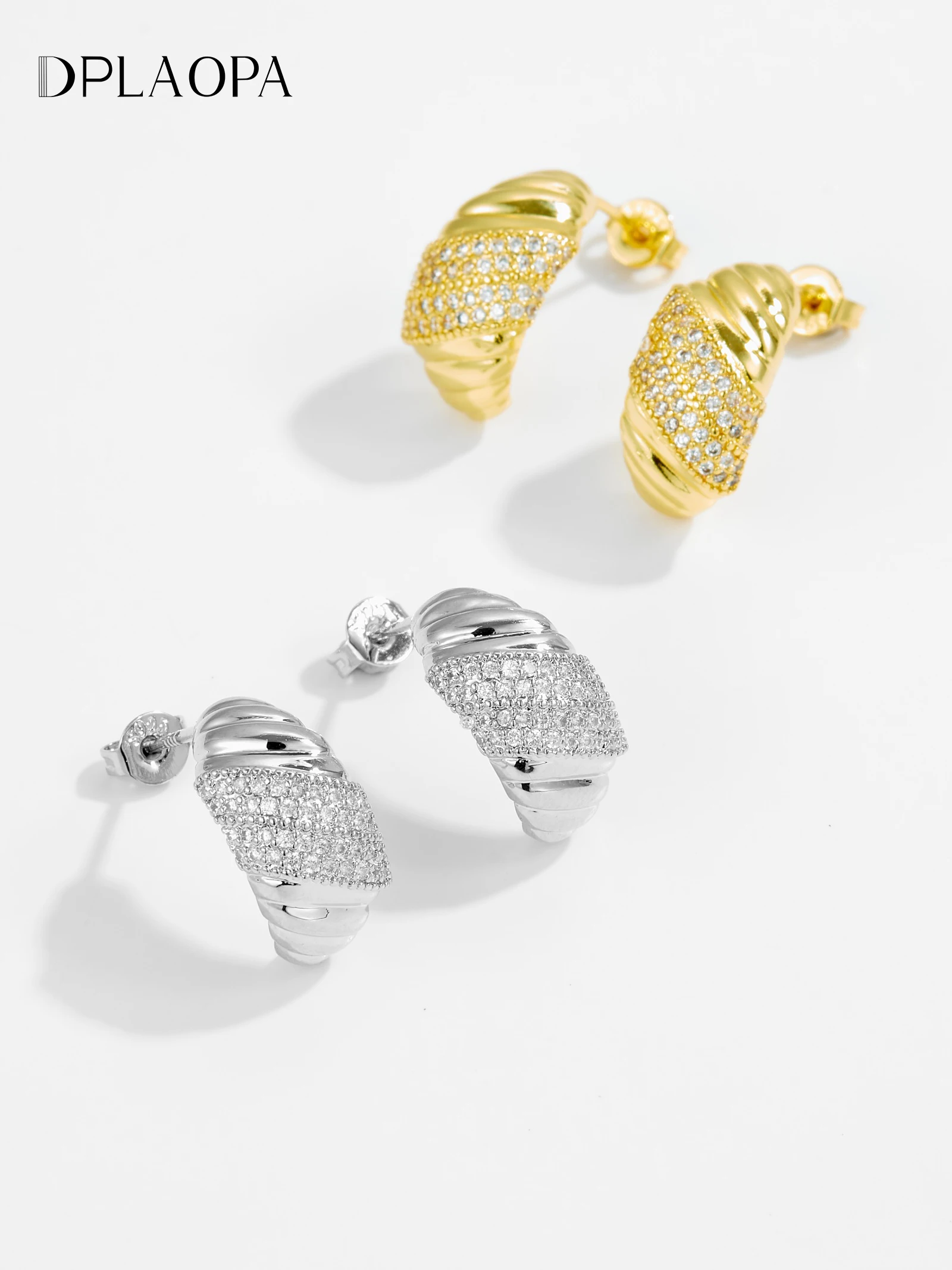 

DPLAOPA стерлингового серебра 925 пробы нерегулярный пирсинг циркон CZ серьги-гвоздики 2025 женские изысканные модные свадебные повседневные ювелирные изделия подарок