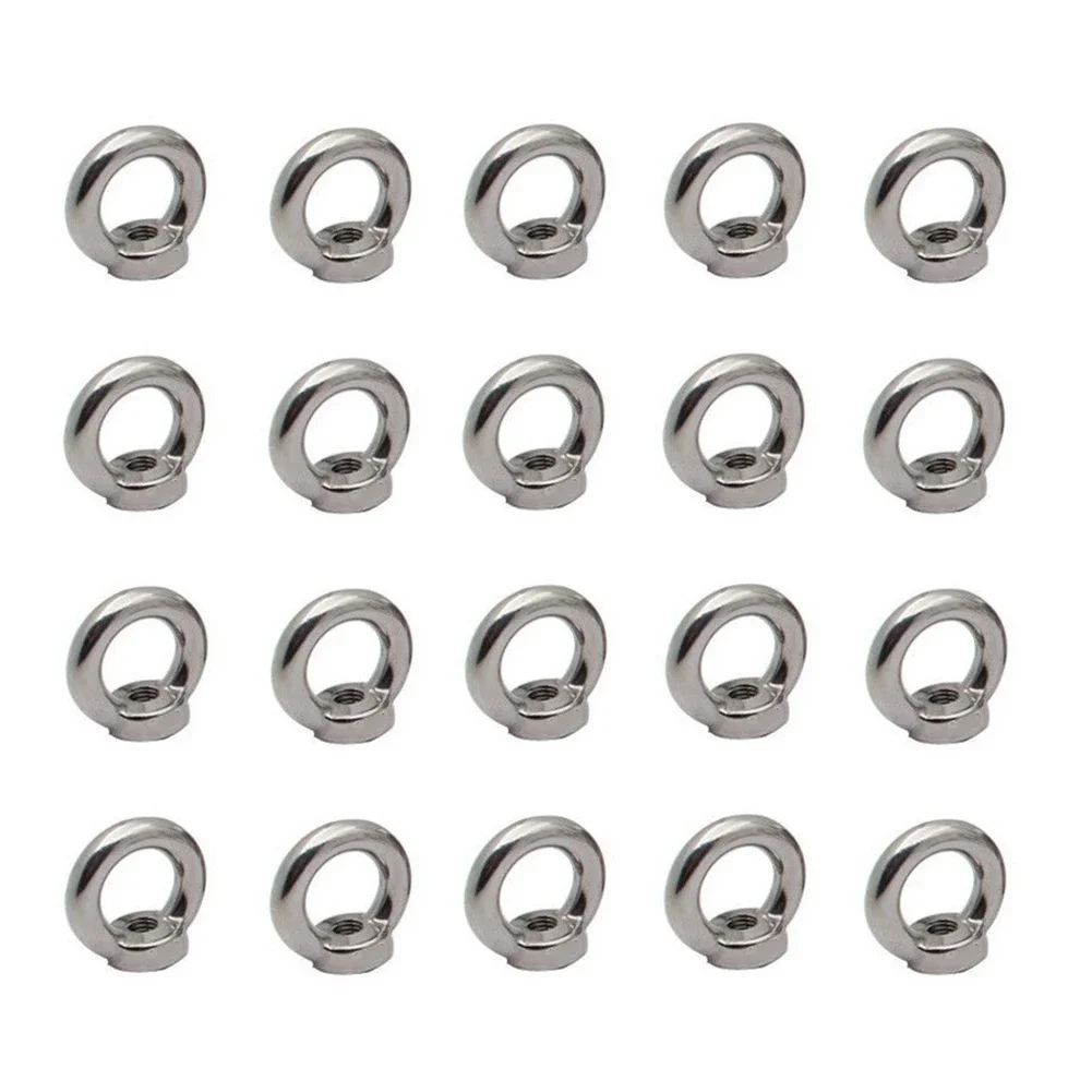 20pcs Lifting Eye Nut M6 Ring Eye Nuts 304 Stainless Steel Female Threaded Nut Engineering Hoisting Machinery Metallurgical