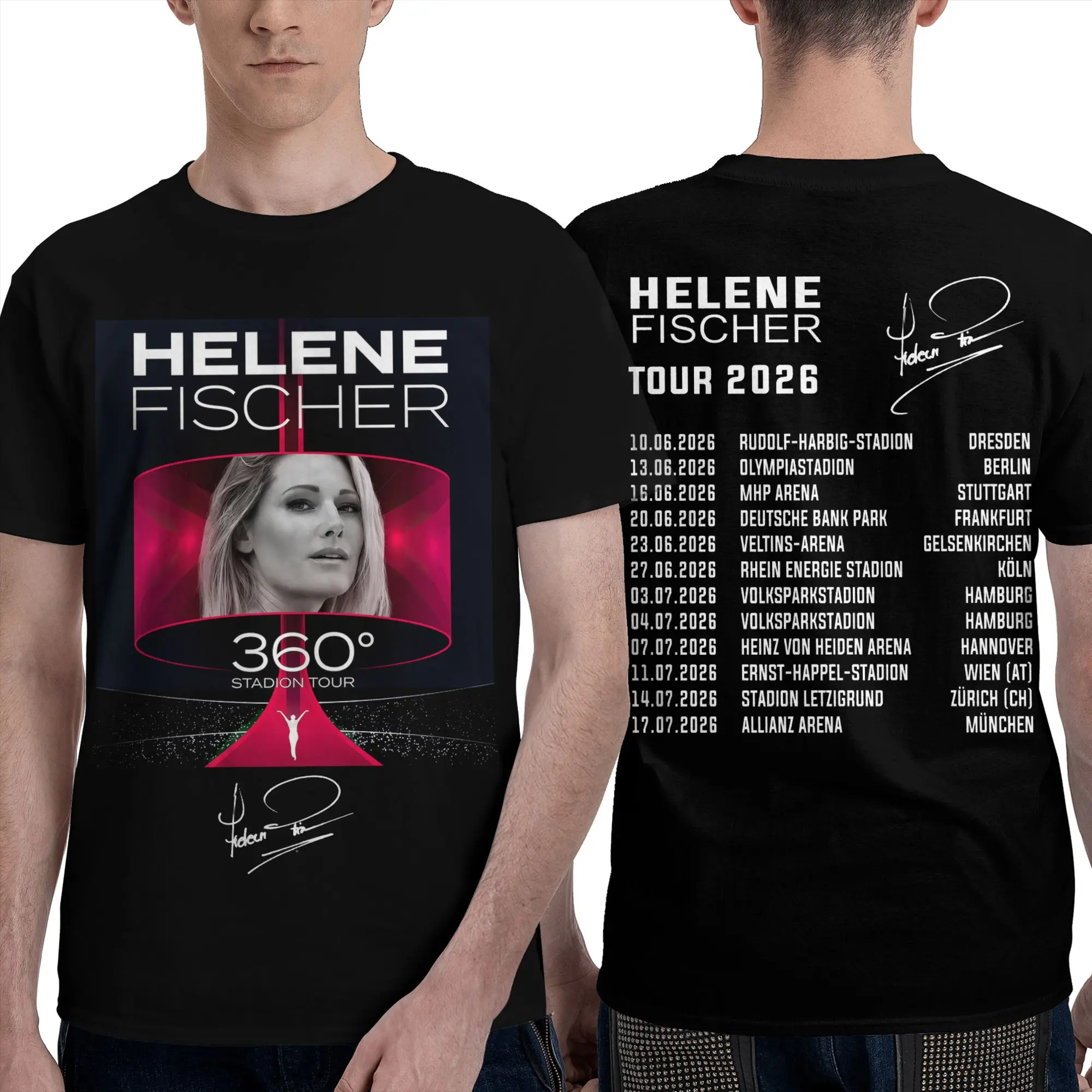 Men Women's Helene Fischer 360° Stadium Tour 2026 Graphic T Shirt Merchandise Funny 100% Cotton  T Shirt Tee Clothing Classic
