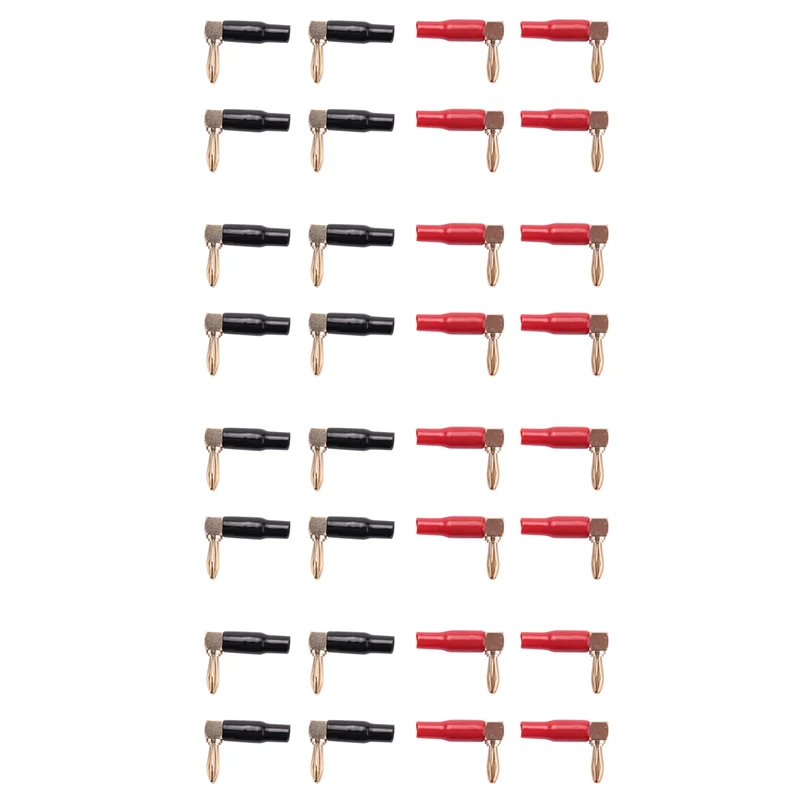EDT-32Pcs 4 ミリメートルバナナプラグスピーカーワイヤーコネクタアダプタ 24 K 金メッキネジタイプ純銅直角バナナプラグ
